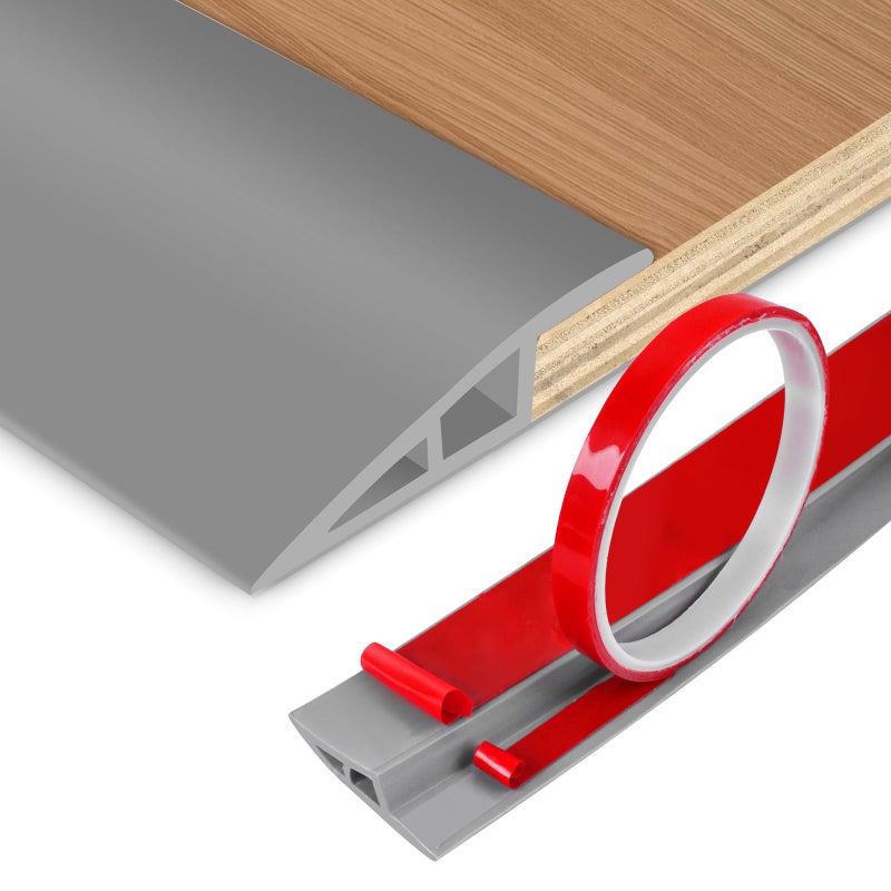 DBHXXMB-HH Floor Transition Strip Vinyl Door Threshold Ramp Self Adhesive Carpet Edging Strip Doorway Edge Trim, Overlap Edge Reducer for Laminate Carpet, Floor, Tile (Gray, 3/5"" to 4/5"", 3.3Ft) - Image 1